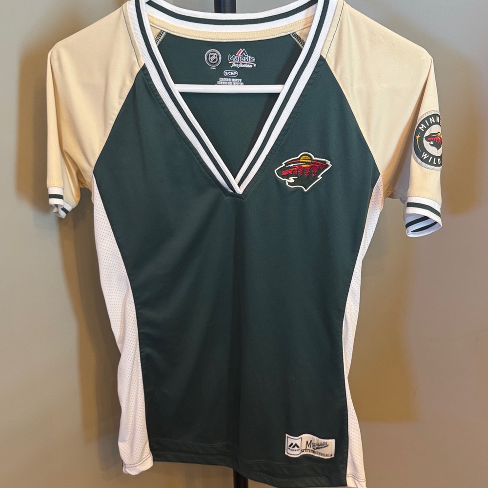 Majestic Green and Cream Sports Jersey